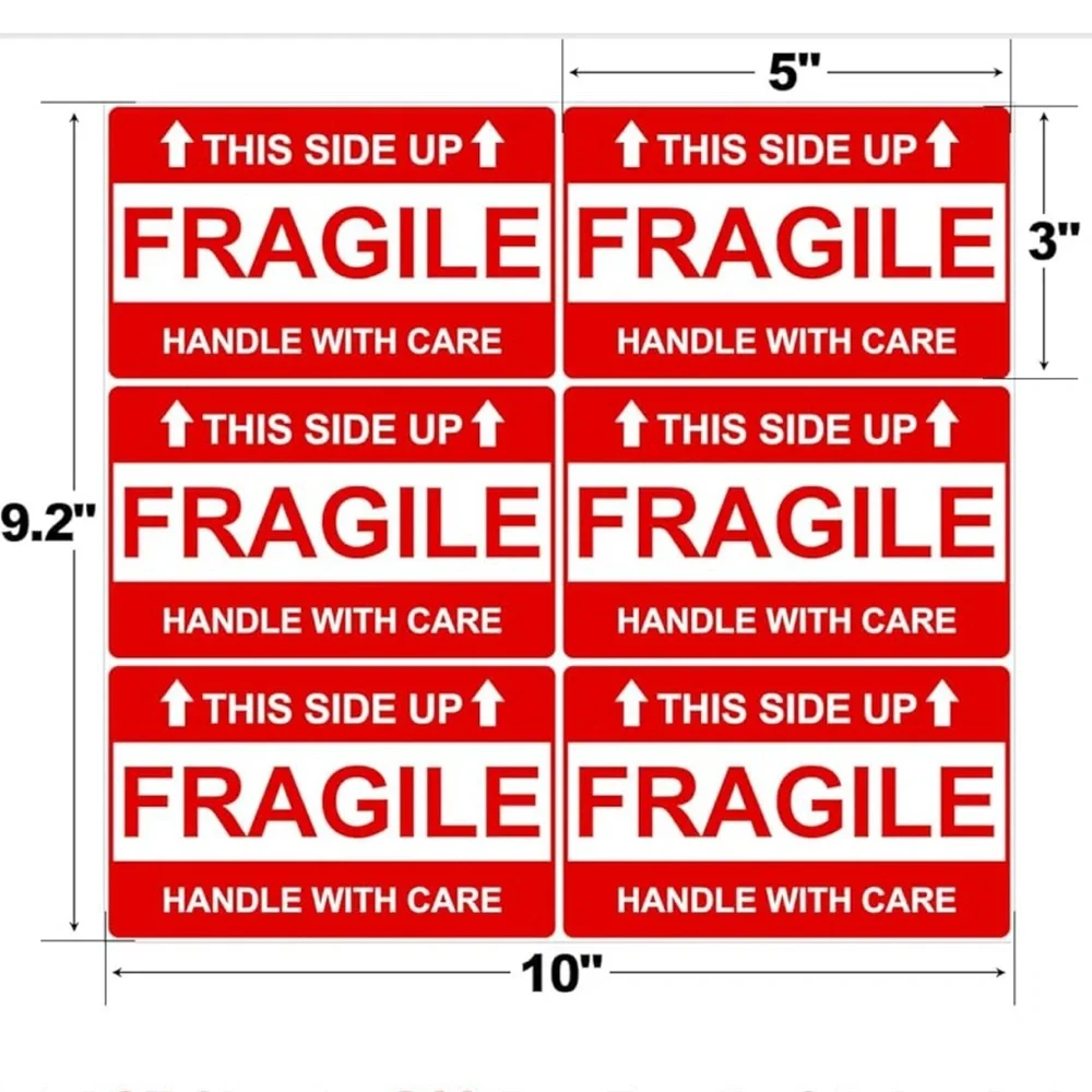 Fragile Stickers 3 Sheets (18 labels)
